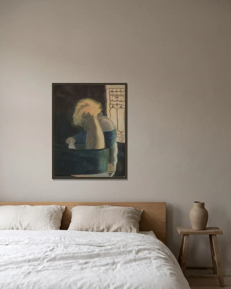 Het bad av Léon Spilliaert inramad på en vägg
