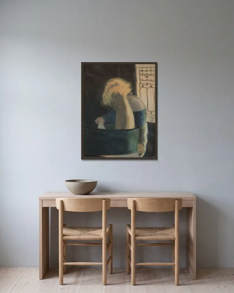 Het bad av Léon Spilliaert inramad på en vägg