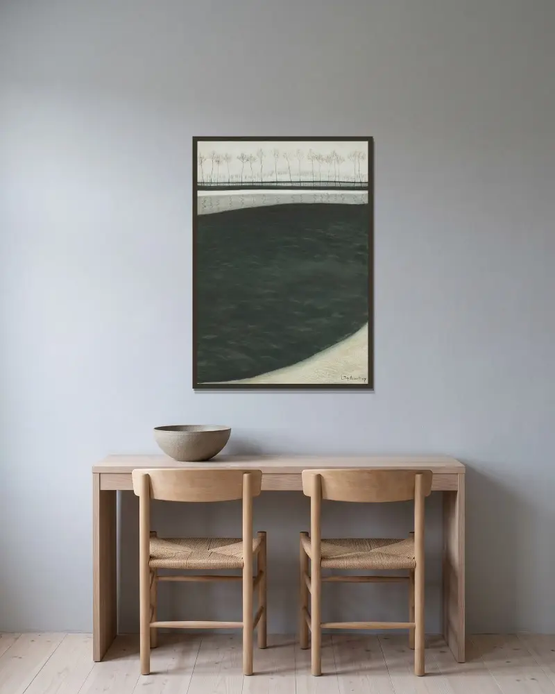 Kanalen av Léon Spilliaert inramad på en vägg
