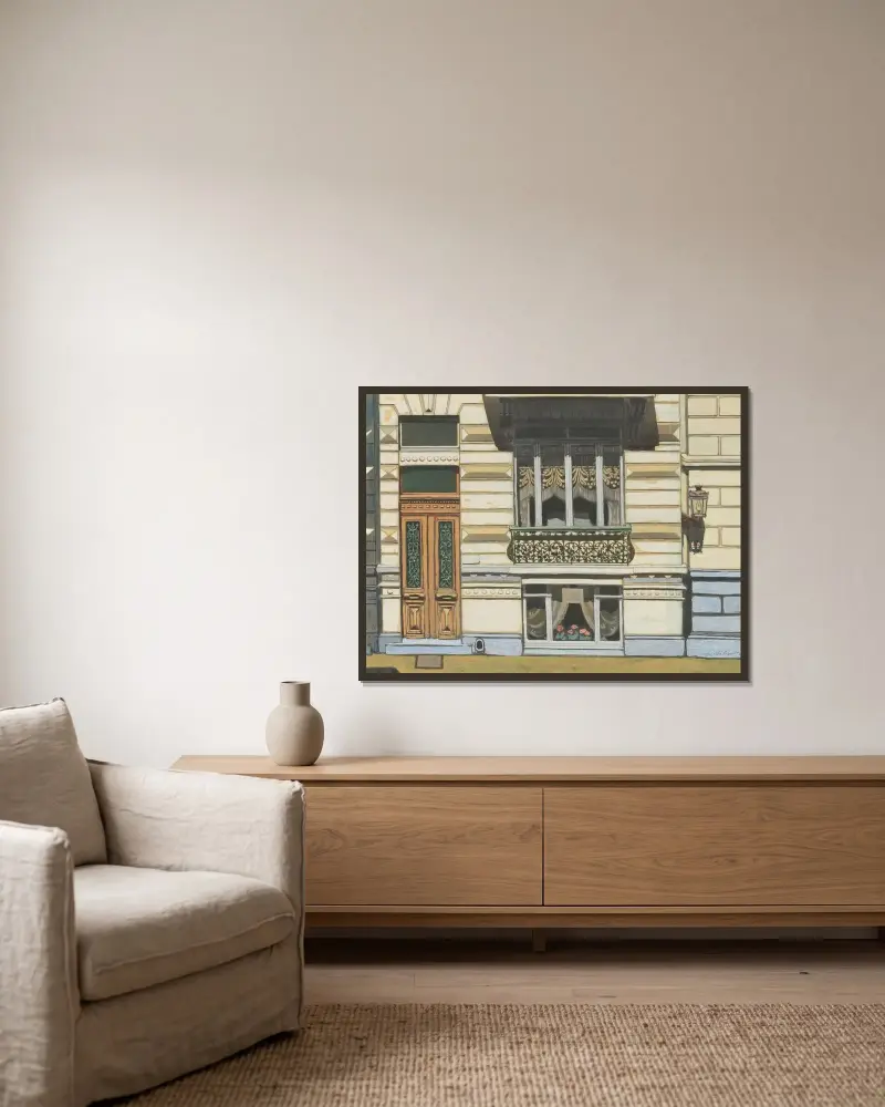 House in Peter Benoitstraat av Léon Spilliaert inramad på en vägg