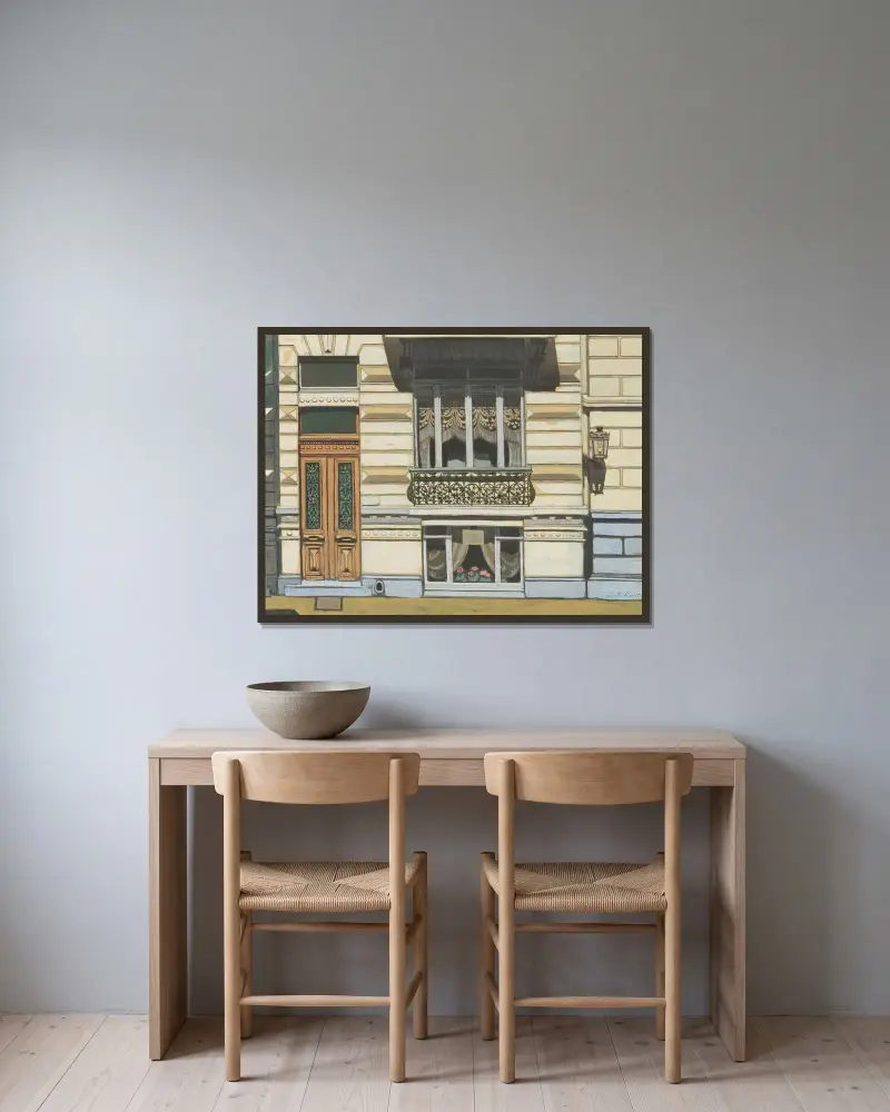 House in Peter Benoitstraat av Léon Spilliaert inramad på en vägg