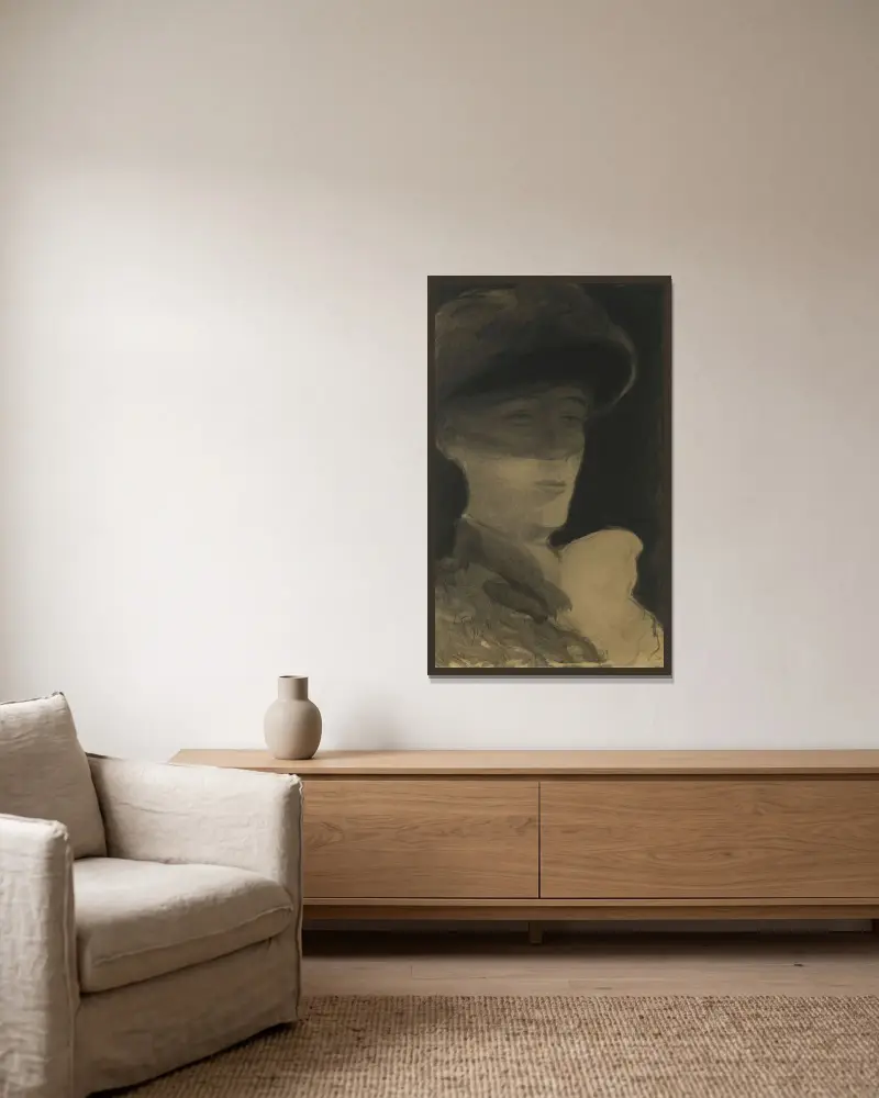 Dame mit Schleier von Léon Spilliaert gerahmt an einer Wand