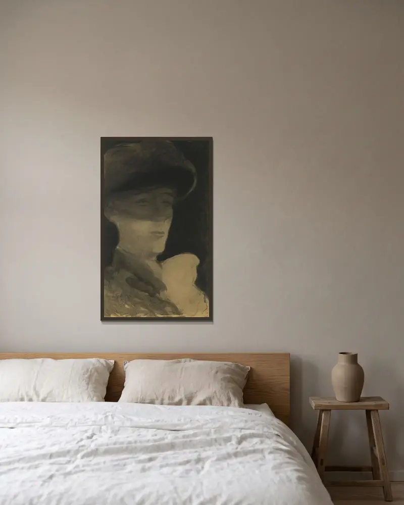 Dame mit Schleier von Léon Spilliaert gerahmt an einer Wand