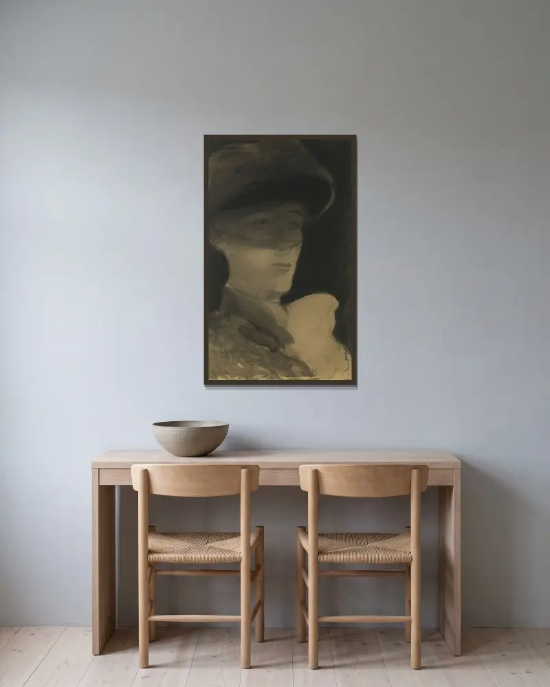 Dame mit Schleier von Léon Spilliaert gerahmt an einer Wand