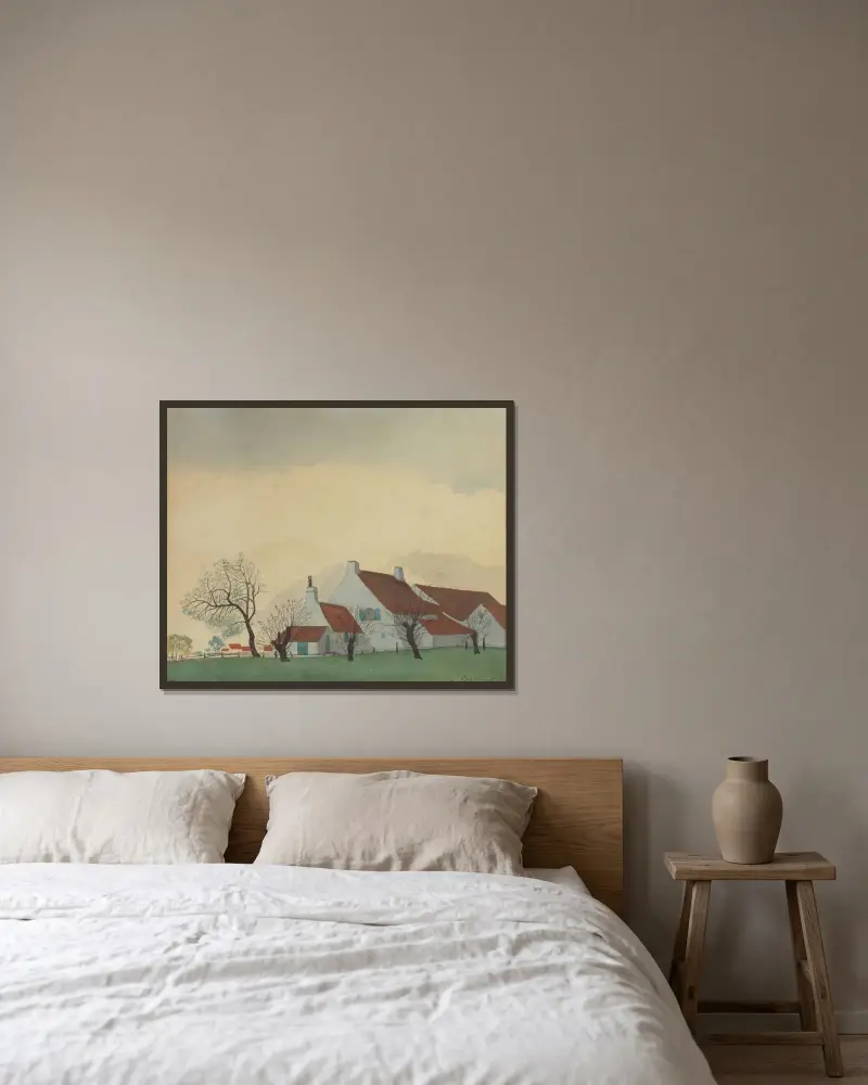 Landskap med gård av Léon Spilliaert inramad på en vägg