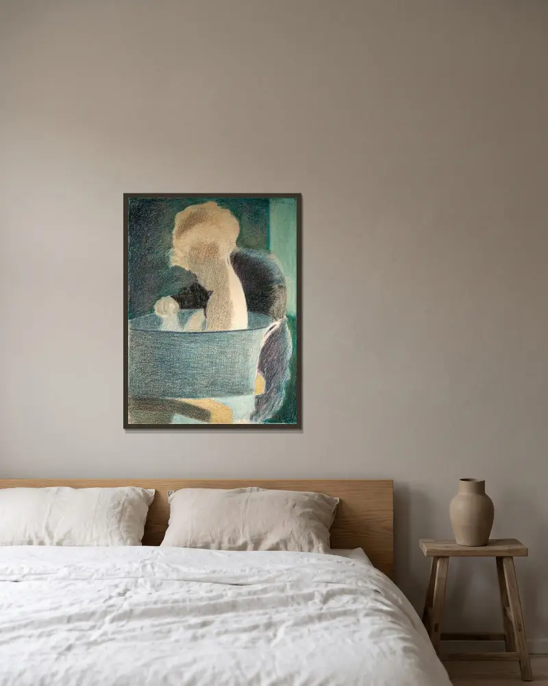 Badet av Léon Spilliaert inramad på en vägg