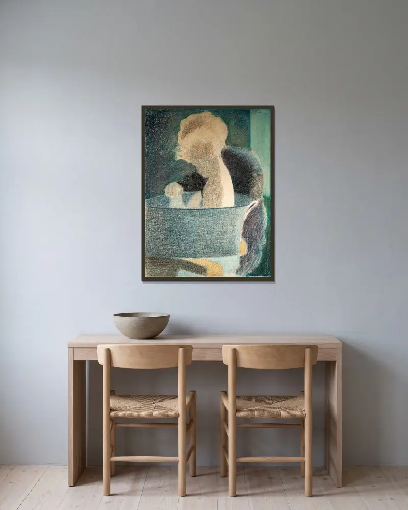 Badet av Léon Spilliaert inramad på en vägg