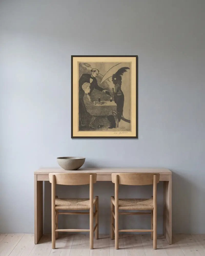 Pilarna och lien av Léon Spilliaert inramad på en vägg