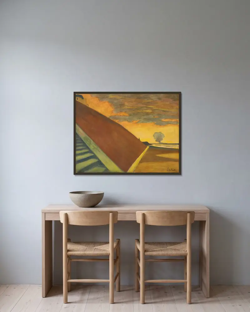 Trappan, gul skymning av Léon Spilliaert inramad på en vägg