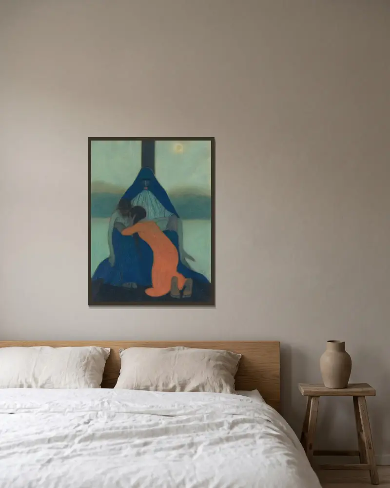Piétà von Léon Spilliaert gerahmt an einer Wand