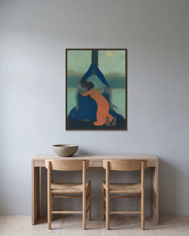 Piétà von Léon Spilliaert gerahmt an einer Wand
