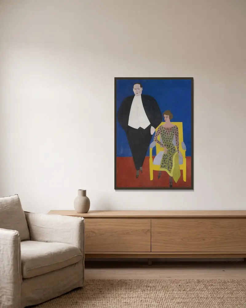 Porträtt av Gustave och Norine Van Hecke av Léon Spilliaert inramad på en vägg
