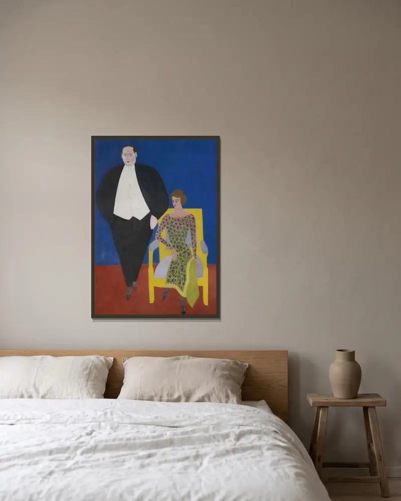 Porträtt av Gustave och Norine Van Hecke av Léon Spilliaert inramad på en vägg