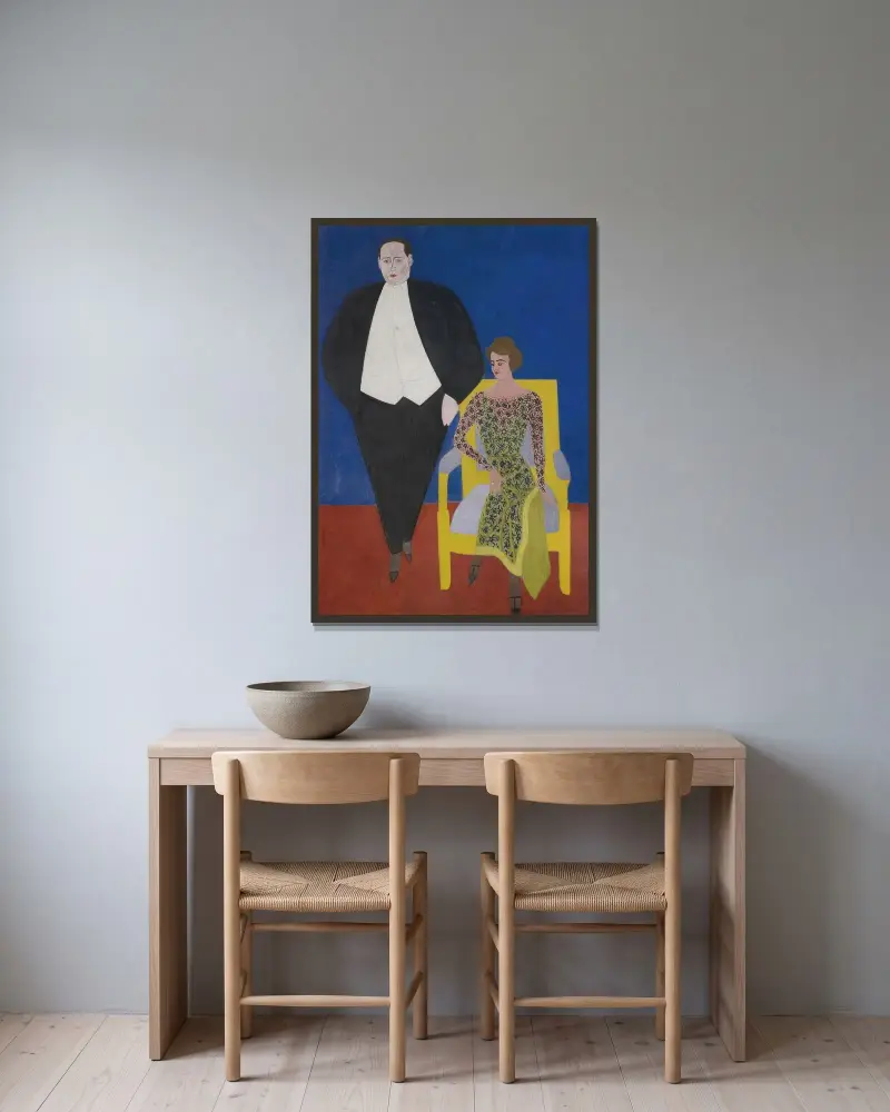 Porträtt av Gustave och Norine Van Hecke av Léon Spilliaert inramad på en vägg