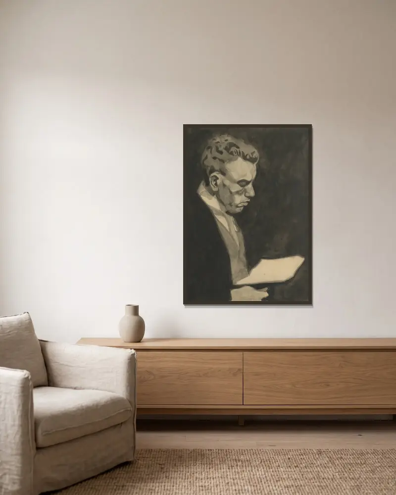 Porträtt av min bror av Léon Spilliaert inramad på en vägg