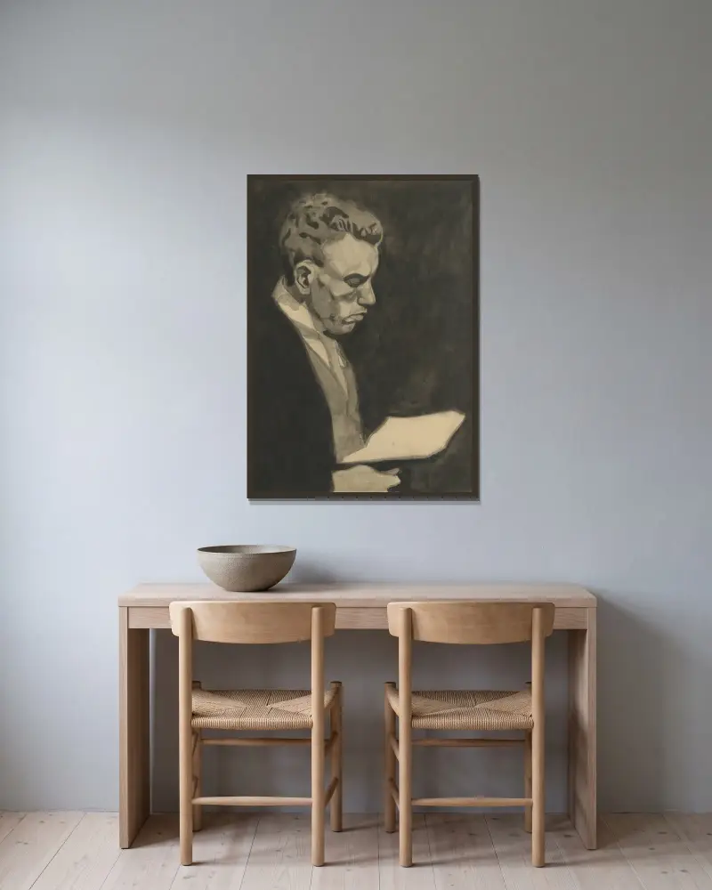 Porträtt av min bror av Léon Spilliaert inramad på en vägg
