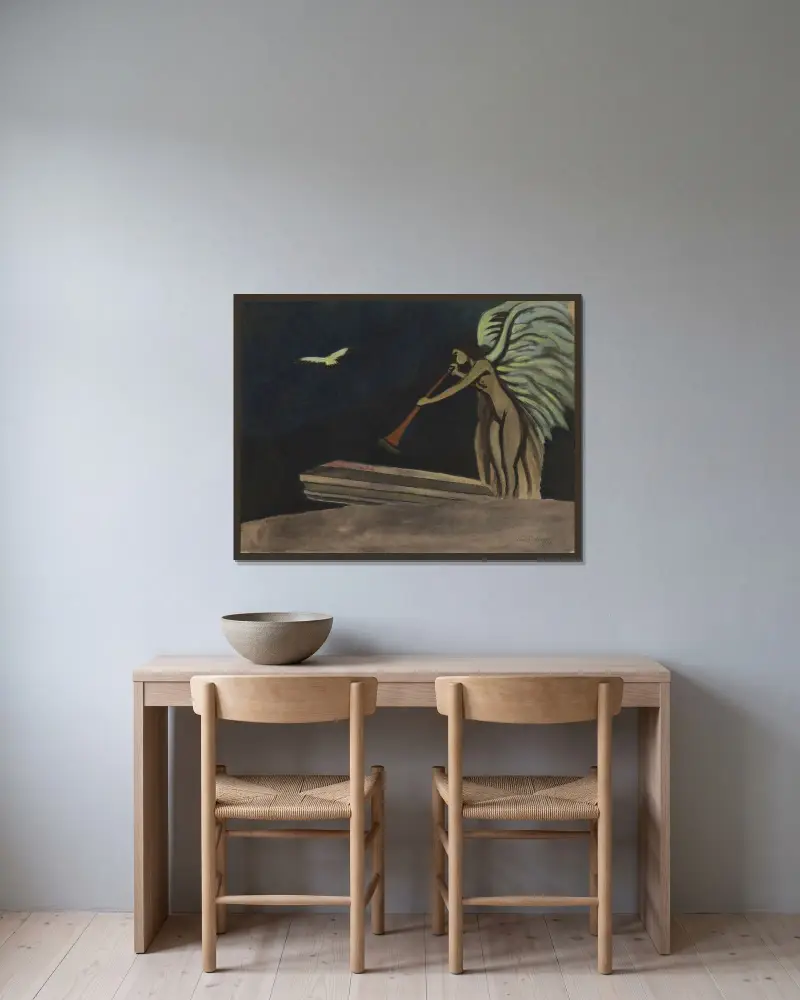 Uppståndelsen av Léon Spilliaert inramad på en vägg