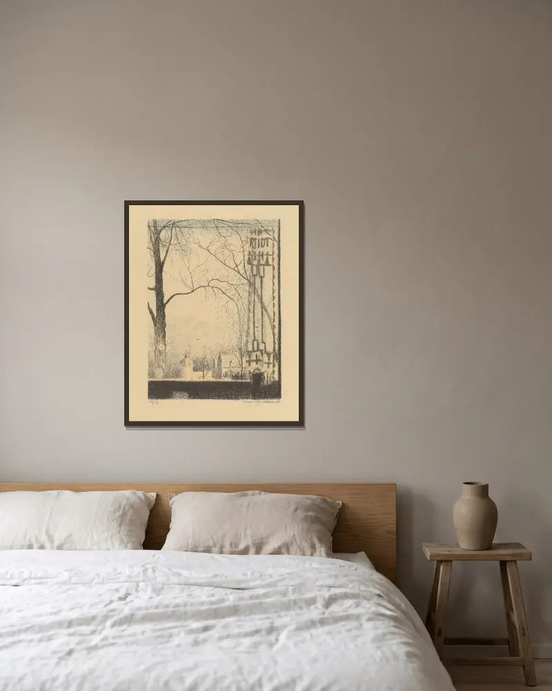 Sites Brabançons 5 av Léon Spilliaert inramad på en vägg