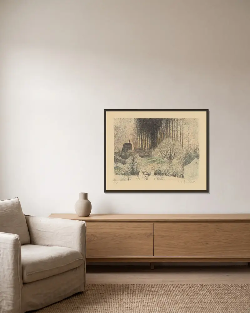 Sites Brabançons 7 av Léon Spilliaert inramad på en vägg