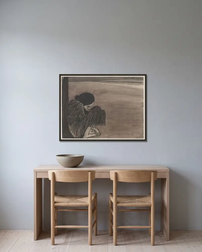 Ensamhet av Léon Spilliaert inramad på en vägg