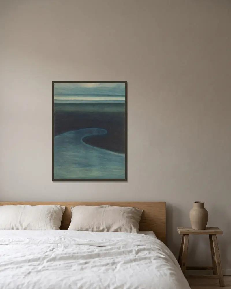 Strand vid lågvatten av Léon Spilliaert inramad på en vägg