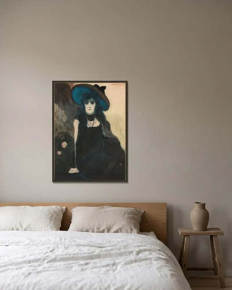 Absintdrickaren av Léon Spilliaert inramad på en vägg