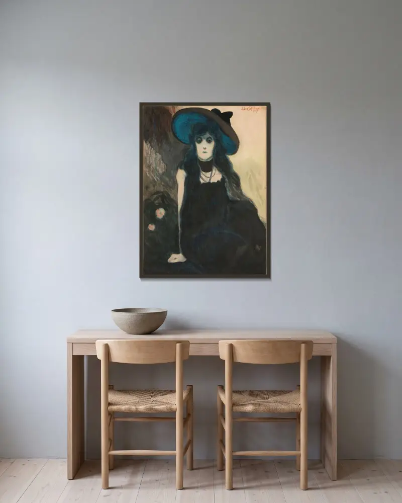 Absintdrickaren av Léon Spilliaert inramad på en vägg