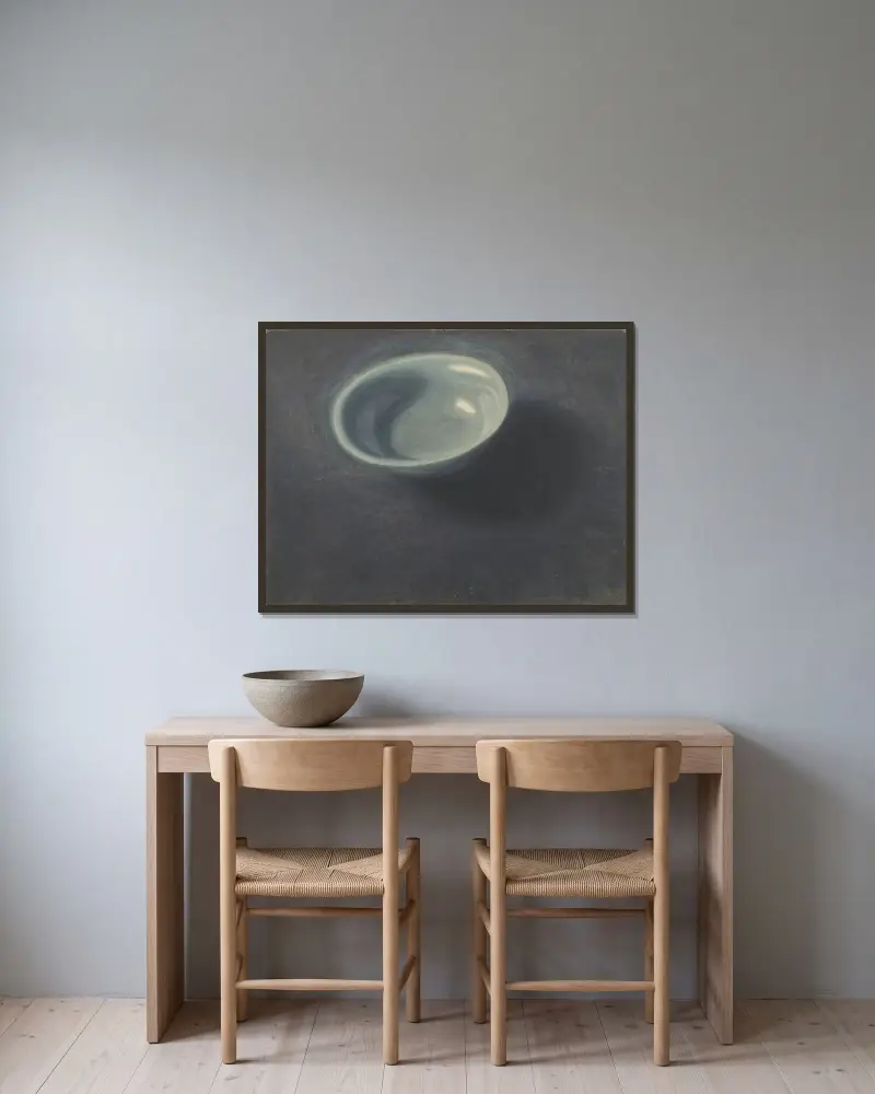 Den blå skålen av Léon Spilliaert inramad på en vägg