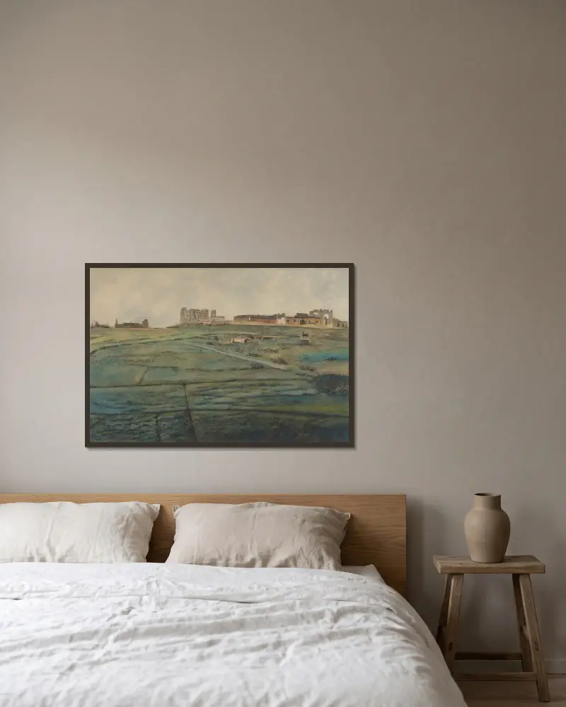 Wellington kapplöpningsbana i Oostende strax efter andra världskriget av Léon Spilliaert inramad på en vägg