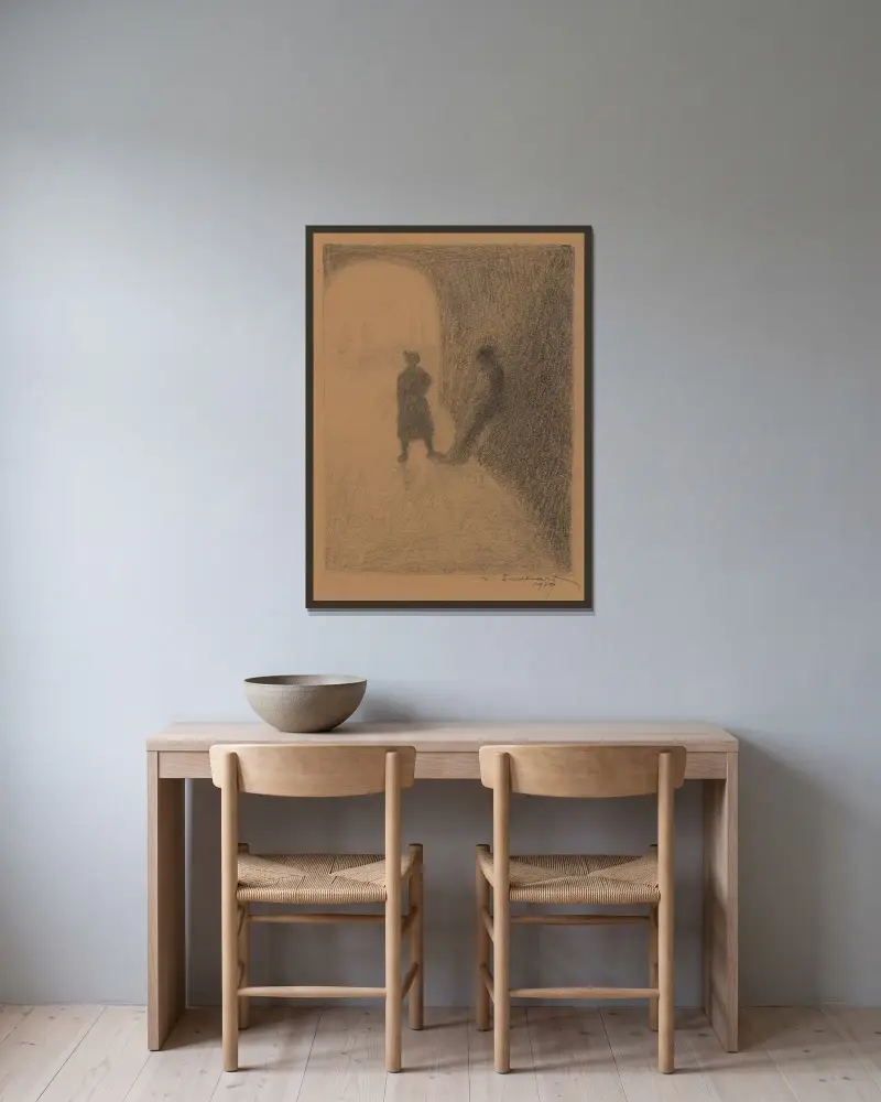 Under bron av Léon Spilliaert inramad på en vägg