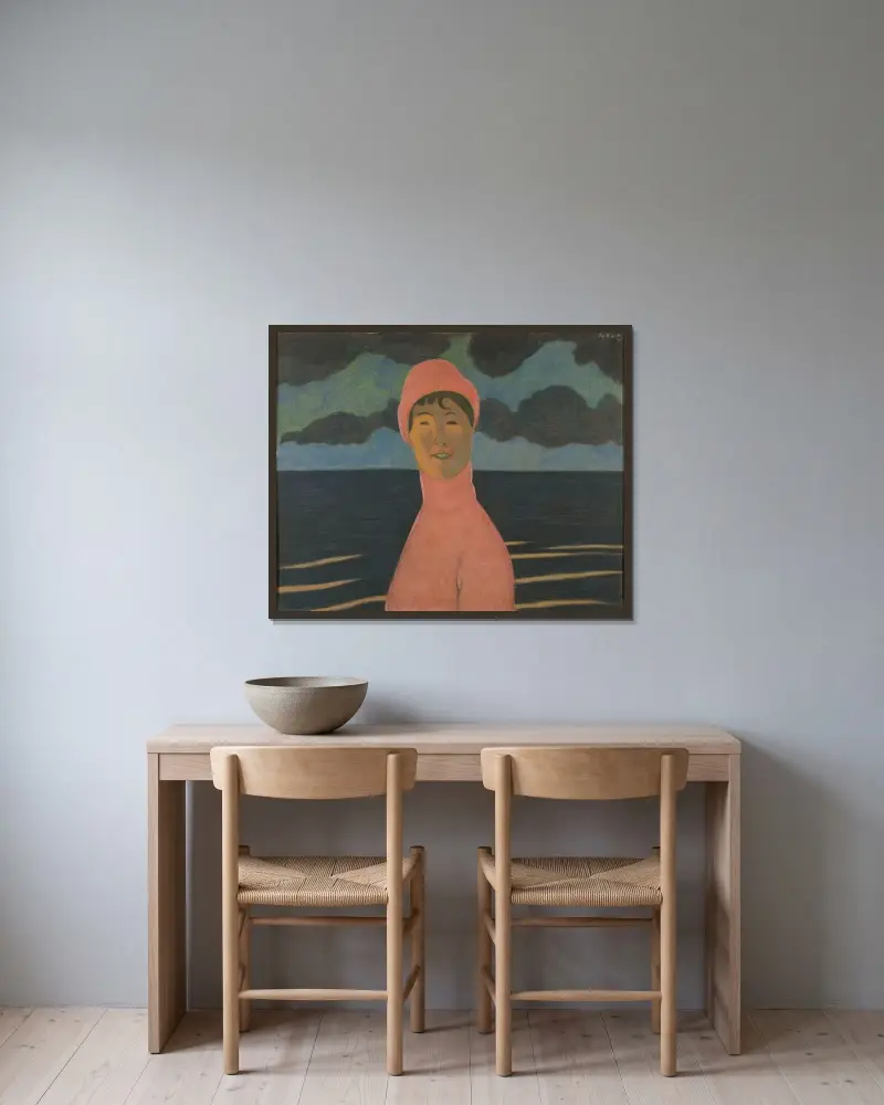 Kvinna vid havsstranden av Léon Spilliaert inramad på en vägg