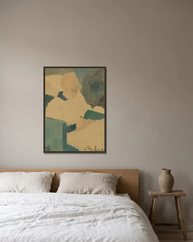 Kvinna som skriver ett brev av Léon Spilliaert inramad på en vägg
