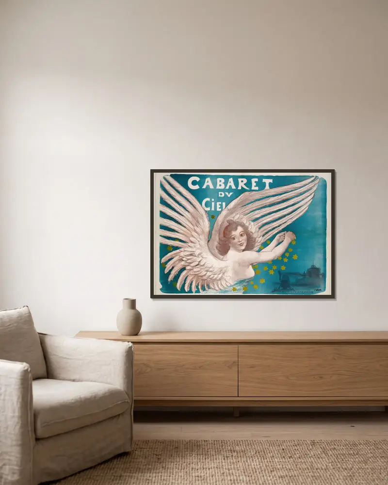 Cabaret Du Ciel von Adolphe Léon Willette gerahmt an einer Wand