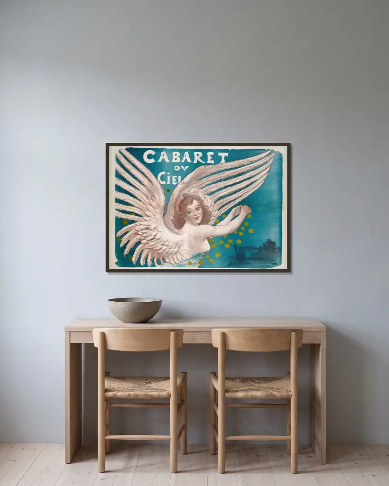 Cabaret Du Ciel von Adolphe Léon Willette gerahmt an einer Wand