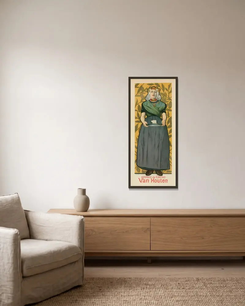 Cacao Van Houten von Adolphe Léon Willette gerahmt an einer Wand