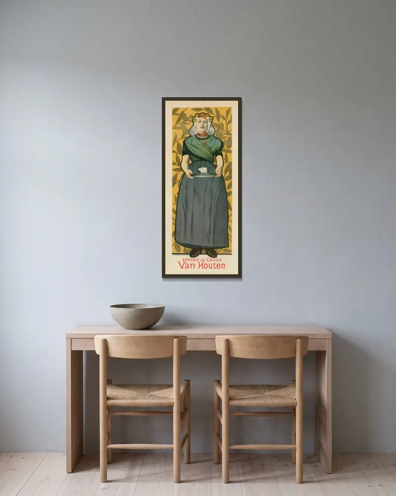 Cacao Van Houten von Adolphe Léon Willette gerahmt an einer Wand
