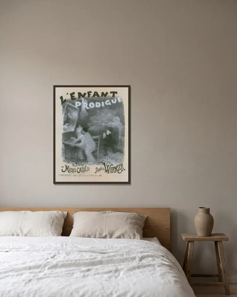L’Enfant prodigue av Adolphe Léon Willette inramad på en vägg