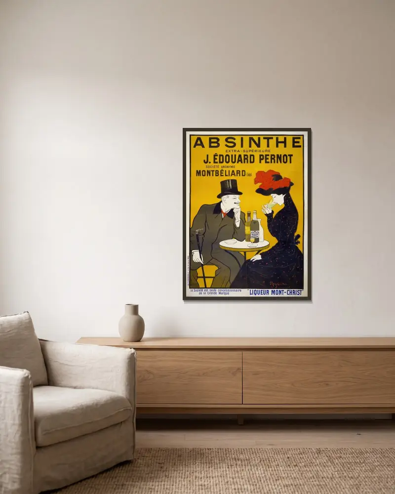 Absinthe extra-supérieure J. Édouard Pernot av Leonetto Cappiello inramad på en vägg