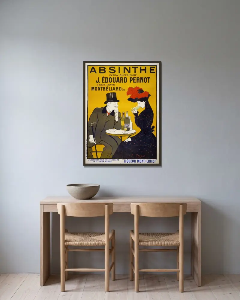 Absinthe extra-supérieure J. Édouard Pernot av Leonetto Cappiello inramad på en vägg
