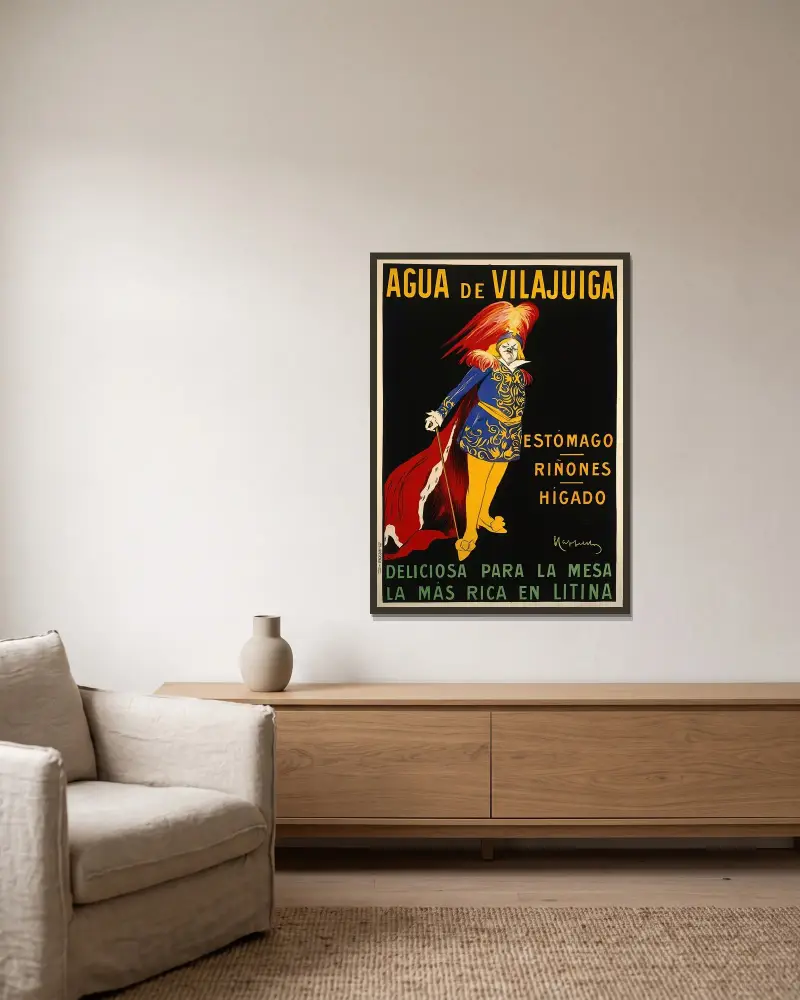 Agua De Vilajuïga av Leonetto Cappiello inramad på en vägg