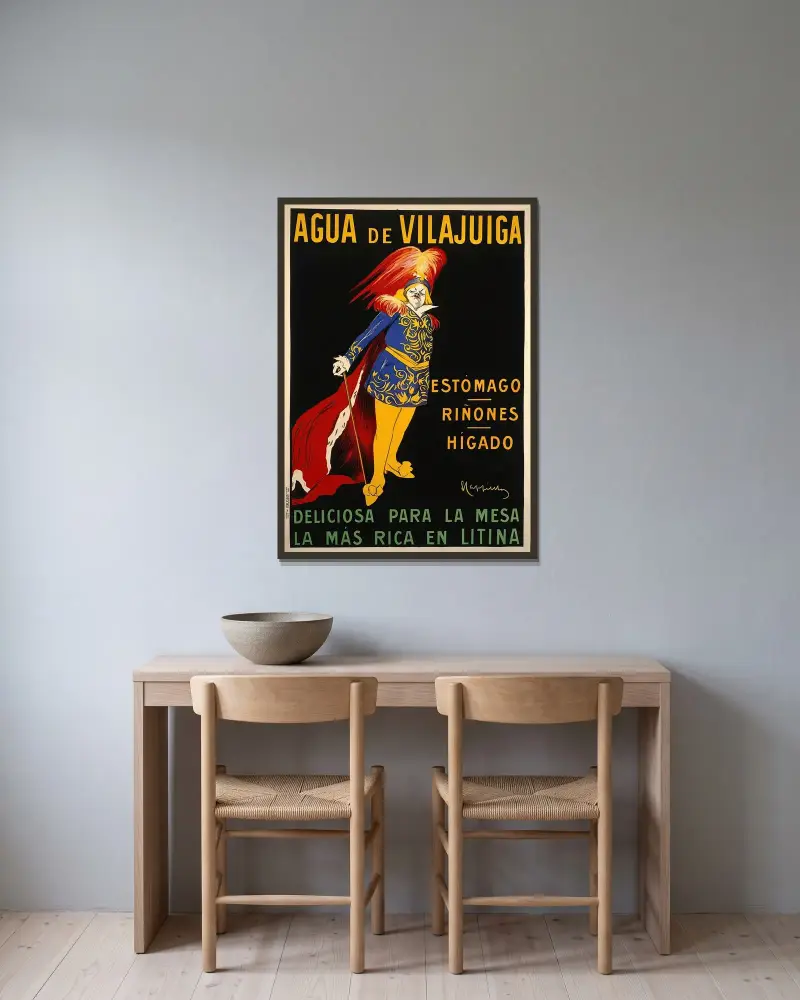Agua De Vilajuïga av Leonetto Cappiello inramad på en vägg