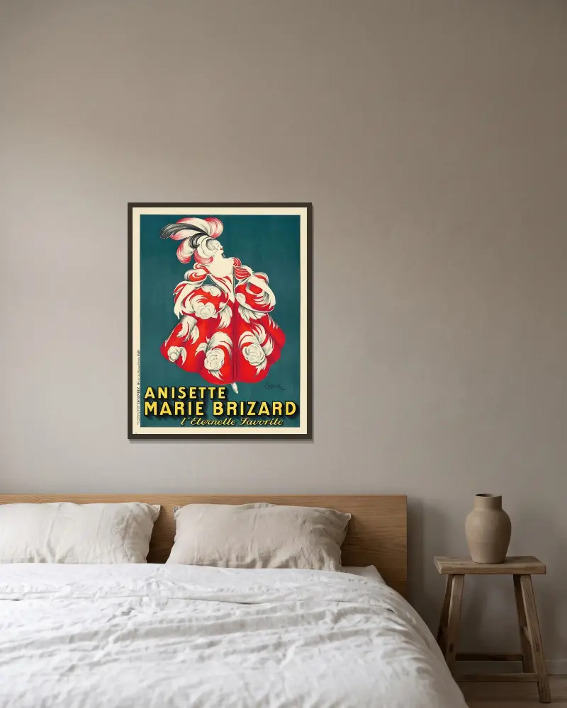 Anisette Marie Brizard av Leonetto Cappiello inramad på en vägg