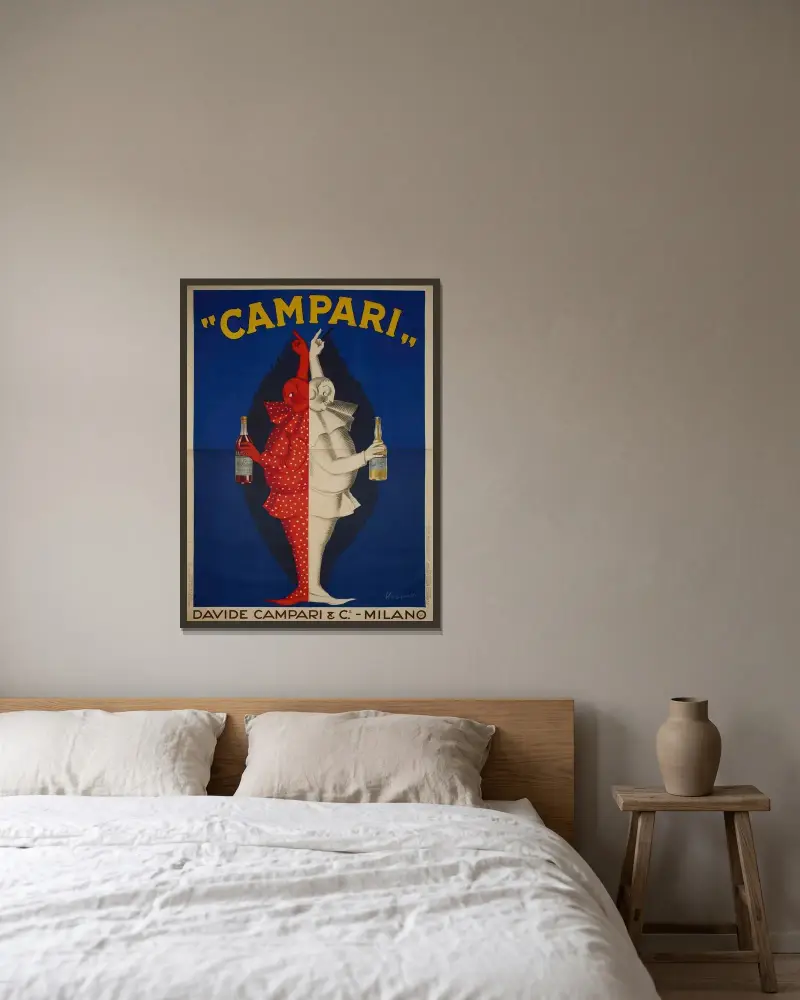 Campari av Leonetto Cappiello inramad på en vägg