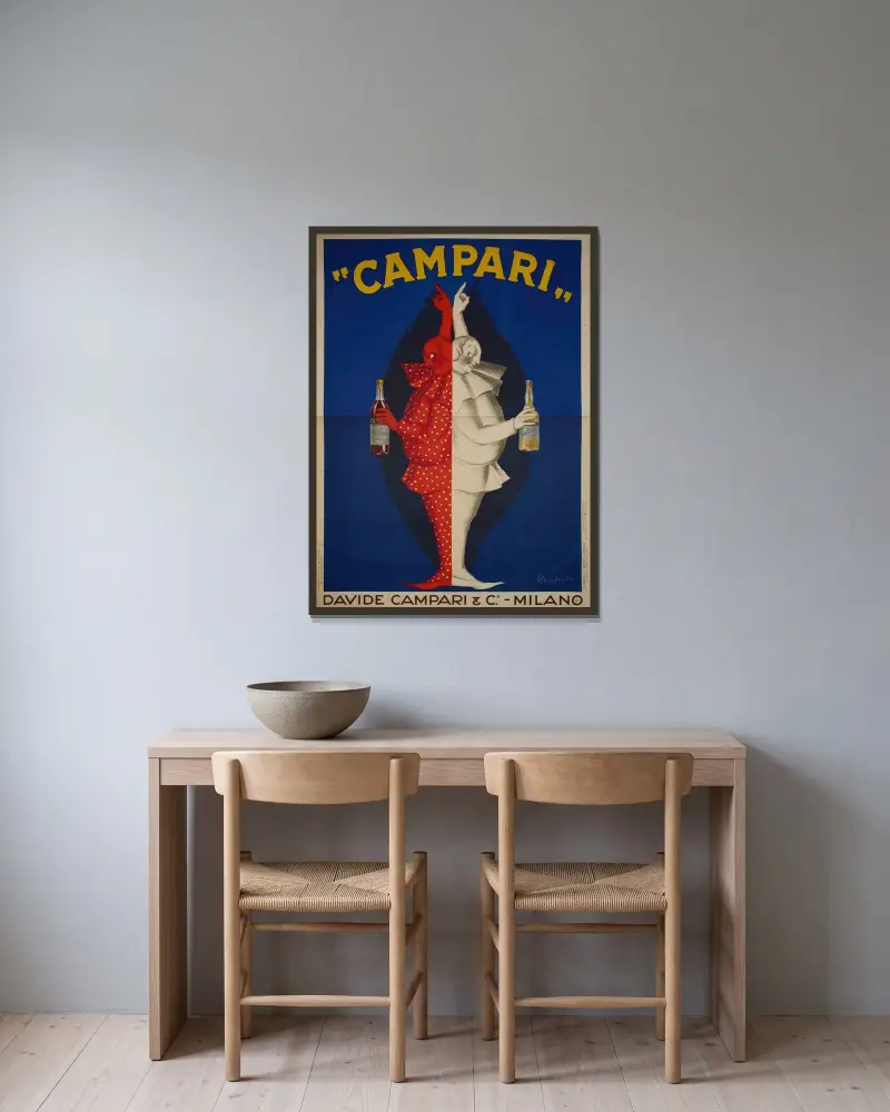 Campari av Leonetto Cappiello inramad på en vägg