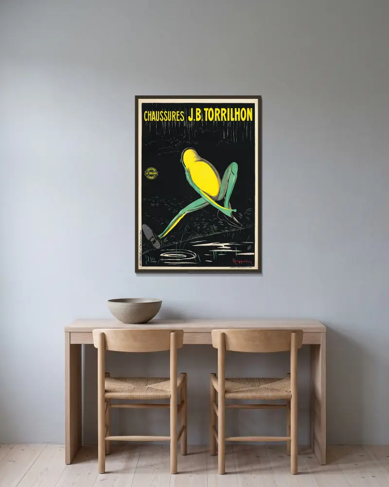 Chaussures J.B. Torrilhon av Leonetto Cappiello inramad på en vägg