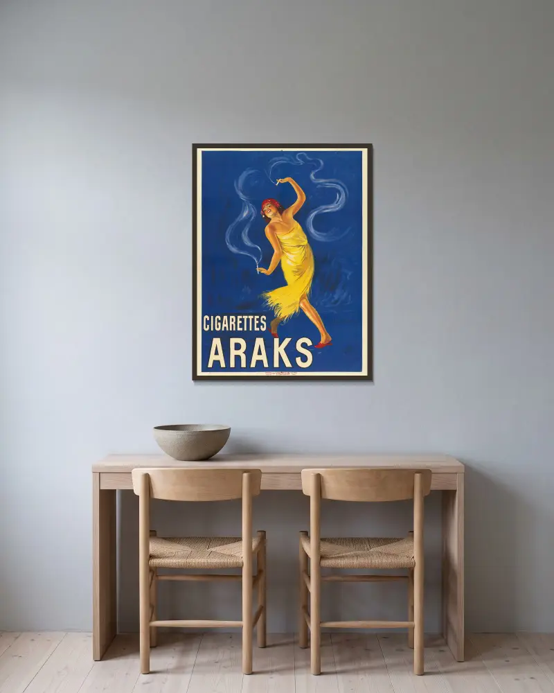 Cigarettes Araks von Leonetto Cappiello gerahmt an einer Wand