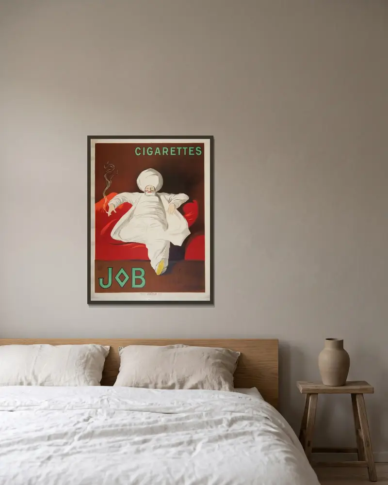 Cigarettes JOB av Leonetto Cappiello inramad på en vägg
