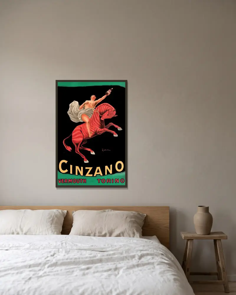 Cinzano Vermouth Torino av Leonetto Cappiello inramad på en vägg