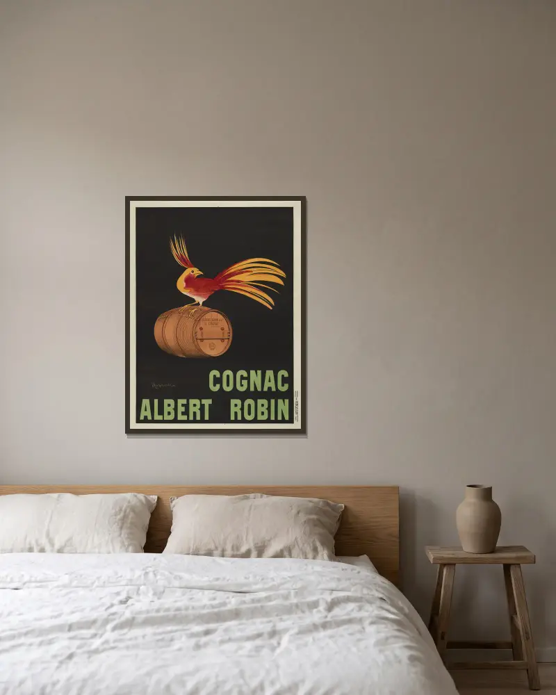Cognac Albert Robin av Leonetto Cappiello inramad på en vägg