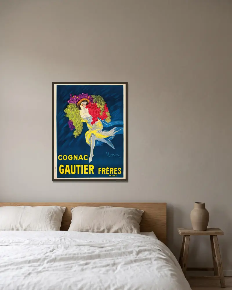 Cognac Gautier Frères av Leonetto Cappiello inramad på en vägg